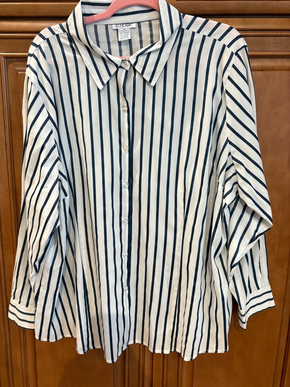 J G hook Women's Navy Stripe Button-Up Blouse Size 3X